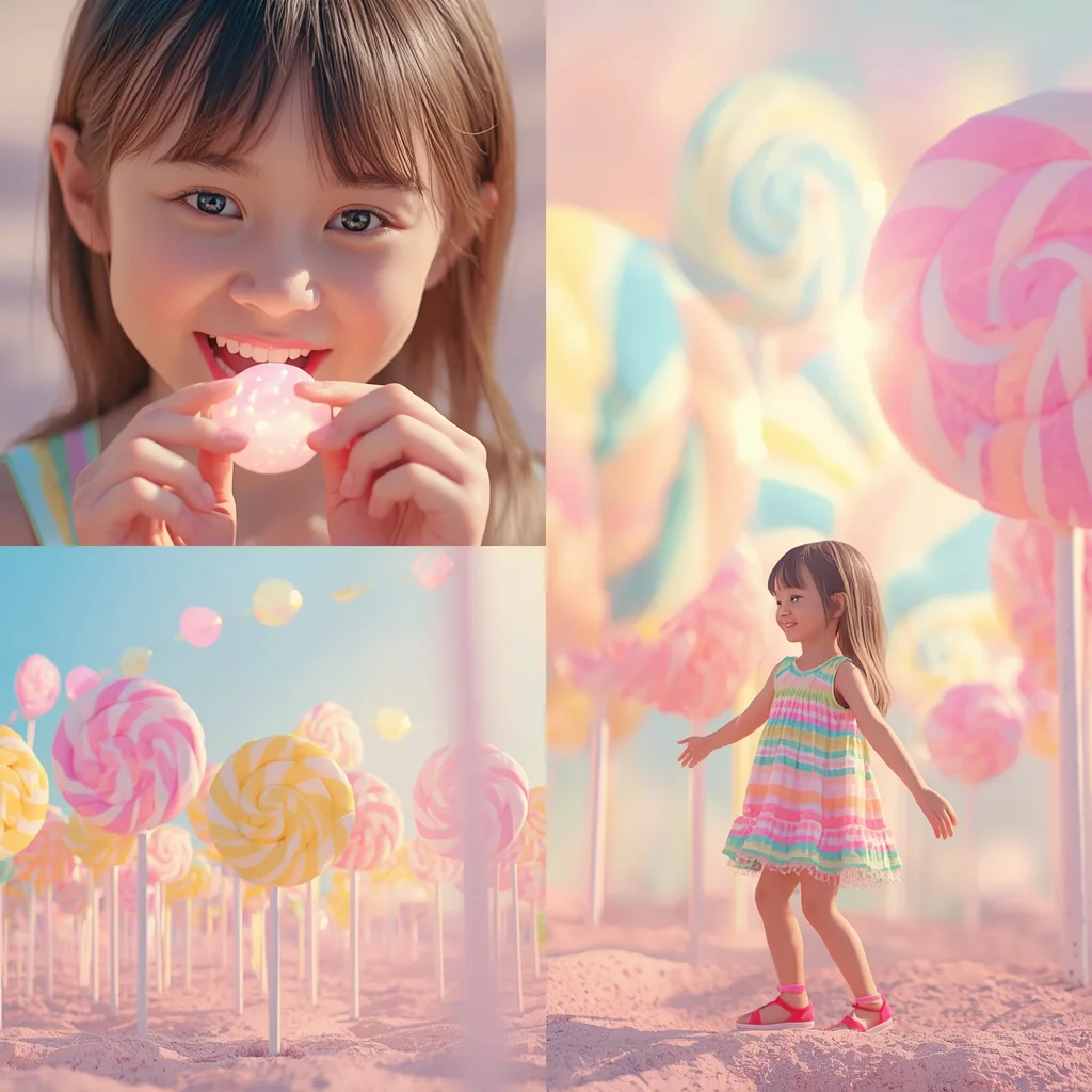 Cute Girl with a Garden of Giant Glowing Lollipops Whimsical Treat | prompt for Gemini AI girl style trending Instagram — AI image prompt