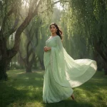 Magical Saree: Ethereal Drapes in a Whispering Willow Grove | prompt for girls copy paste