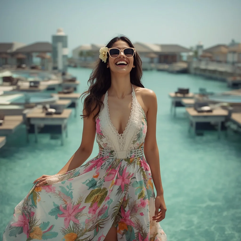 Trendy Resort Wear in a Globally Inspired Floating Beach Oasis | Prompt for traditional look on Instagram